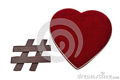 Chocolate Hashtag Symbol with Heart Shaped Box Stock Photo